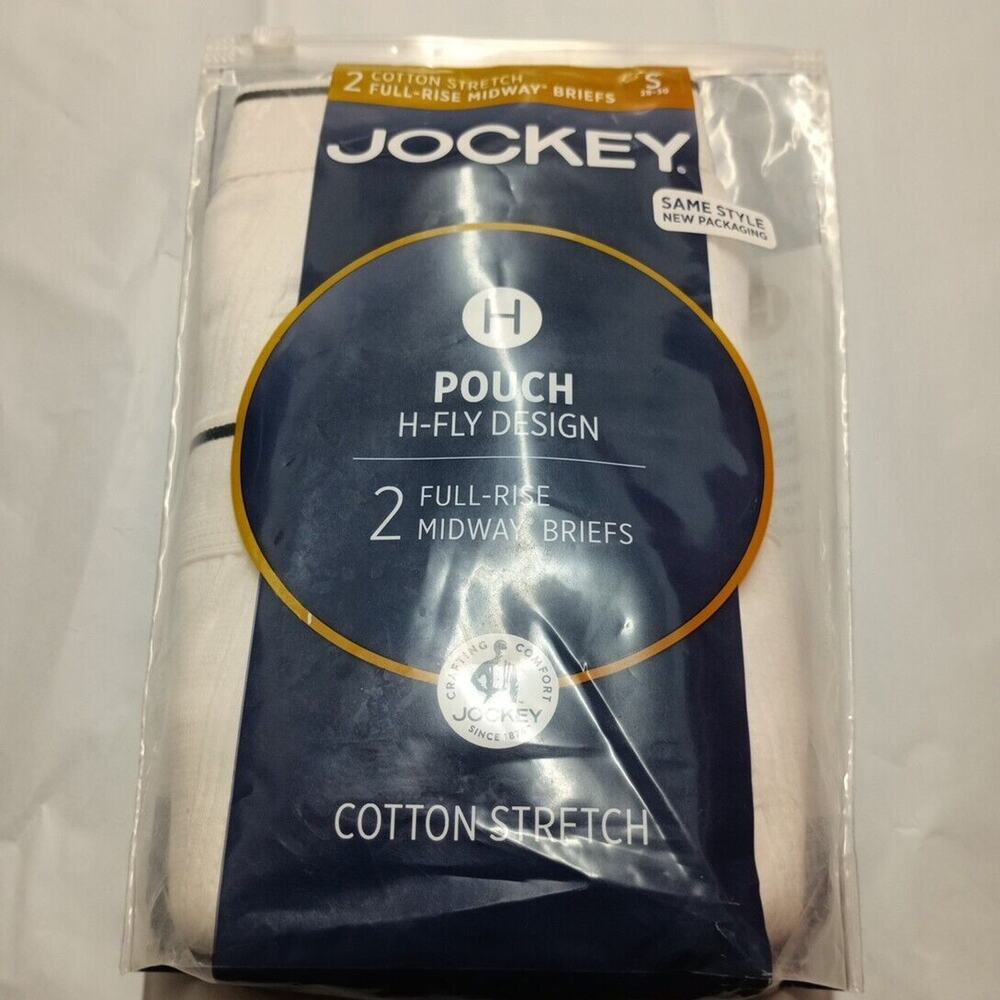 Jockey Men's Pouch 2 Midway Briefs H Fly Design Classic White Size S (28-30)